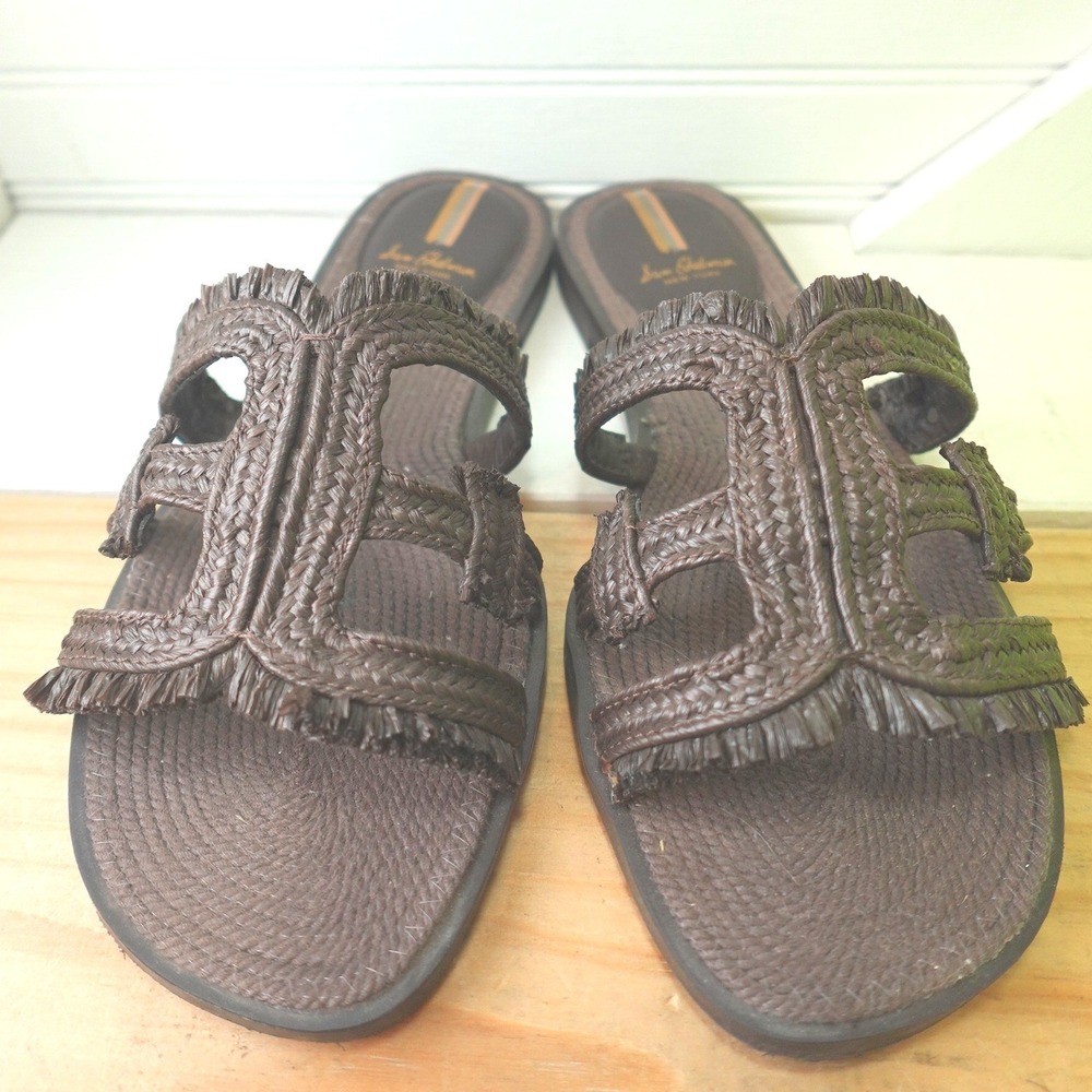 Women's Sandals Sam‎ Edelman size 10 Brown Raffia Fringe Used Shoes with Box
